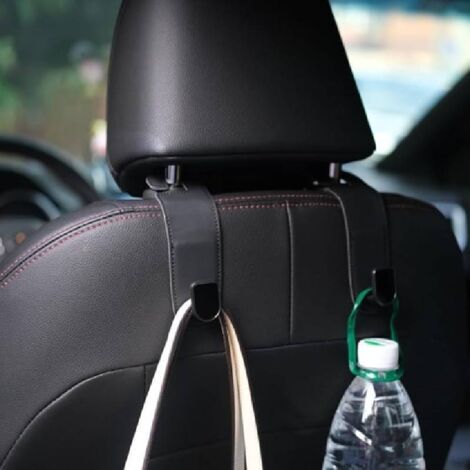 Crochets de voiture, lot de 2 crochets en cuir pour le rangement dans la voiture, crochets universels pour l'appui-tête du siège arrière de la voiture pour suspendre sacs, sacs à main, sacs de courses (1/3)