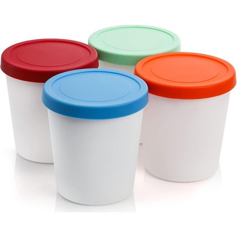 Eiscreme Behälter 4 Stück Silikondeckel 1 Liter BPA-frei Gefrierbehälter (1/5)