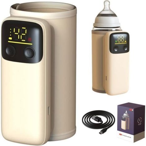 Chauffe-Biberon Portable - Batterie 8000 mAh - 6 Températures - Affichage Numérique - Pour Voyage et Maison - 1 Pièce (1/4)