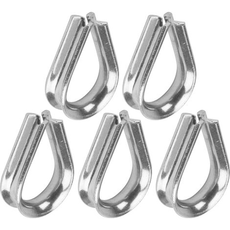 5x cosse cœur, acier galvanisé, protection câble, fixation corde, gréement nautique bâtiment (1/5)