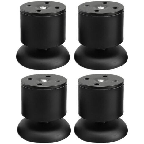 FENOPLASTICALot de 4 Pieds Noir - 6cm de Meuble Réglable Pieds de Table en Acier Inoxydable avec Tapis en Caoutchouc et Vis (1/4)