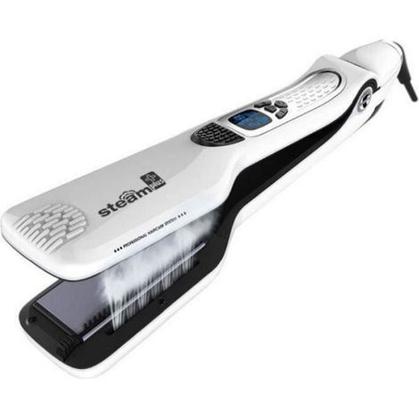1 Fer à lisser vapeur avec affichage LCD 5 trous de pulvérisation fonction anti-brûlure pour cheveux