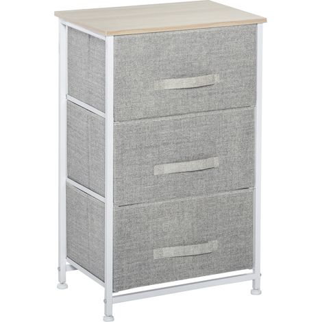 Meuble de rangement chiffonnier moderne 3 tiroirs en tissu, cadre acier et MDF, 45x30x71 cm, gris (1/5)