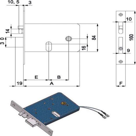 Electroserrure pour porte en bande E60 à droite 378 Omec