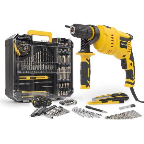 Powerplus Perceuse à Percussion Électrique POWX0265, 800 W,  avec 78 accessoires, Vissage à Gauche et à Droite