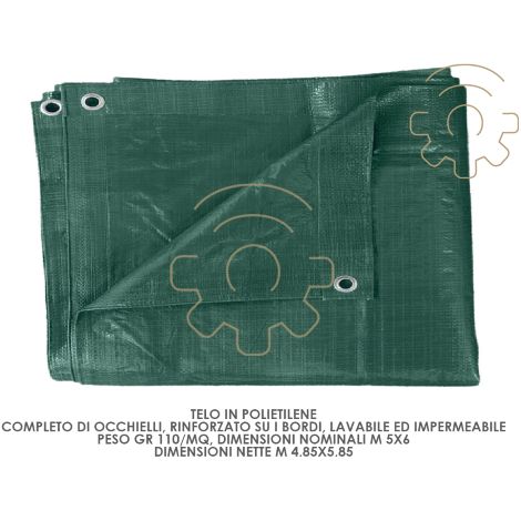 BA che polyA thylA ne avec oeillets verts 5 x 6 mA tres BA che 110 gr / m2