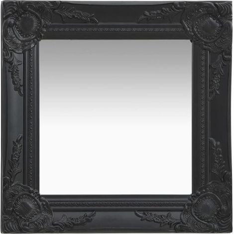 Miroir mural de style baroque, 40 x 40 cm, noir (1/5)