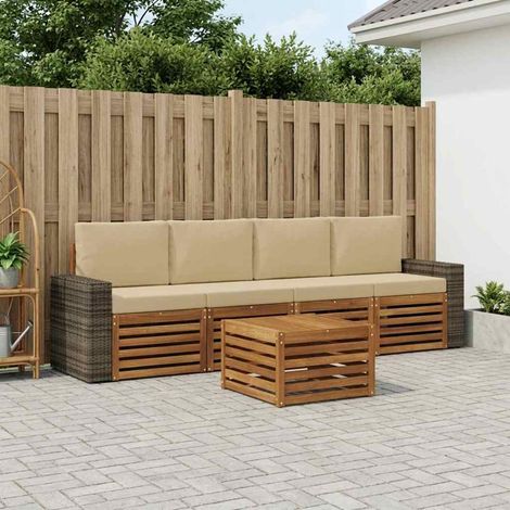 vidaXL Outdoor-Sofagarnitur 5 pcs Natur und Beige Massivholz Akazie (1/5)