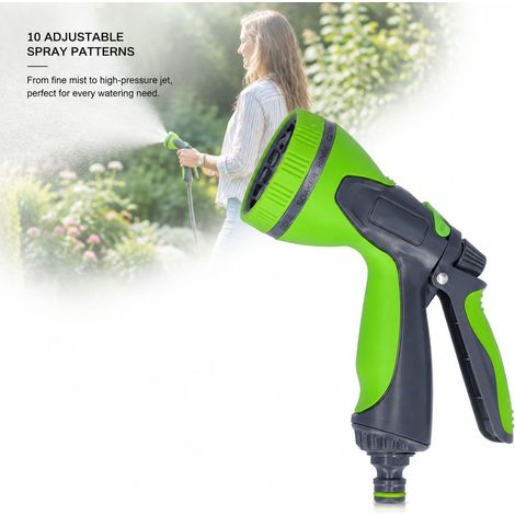 Pistola per irrigazione Toivize – 10 ugelli regolabili – Materiale ABS + TPR – Ugello ad alta pressione per lavaggio auto e irrigazione del giardino (1/4)