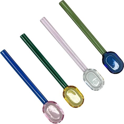 Lot de 4 Cuillères à Café en Verre Multicolore pour Cuisine et Salon - 19 x 15 x 2,5 cm - PANGIVO (1/4)