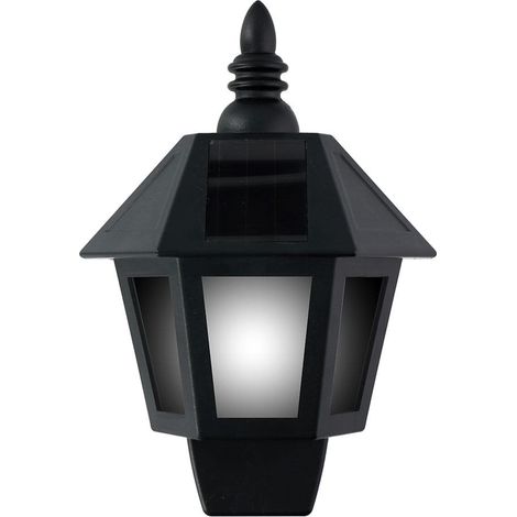 Aplique solar led, luz fria/efecto llama, ip44, negro (1/4)