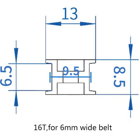 Zahnriemenscheibe aus Aluminium 2GT für 3D-Druckzubehör (Breite 6 mm, 16 Zähne, Loch 3 mm, gezahnt) (1/5)