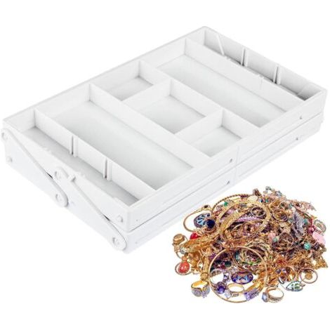 Organiseur d'ustensiles – de tiroir maquillage Plateau rangement extensible à 2/3 niveaux pliable pour gadgets cuisine, coiffeuse, - (1/5)