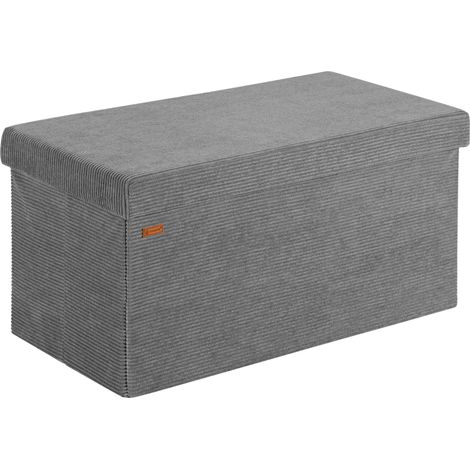 Banc de rangement pliable velours côtelé anthracite 100 L avec siège (1/5)