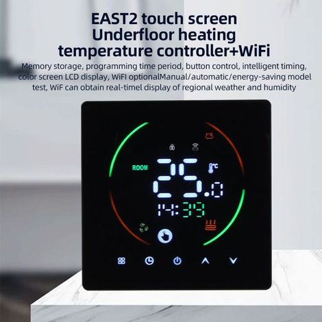 Thermostat intelligent 3 A pour chauffe-eau – Écran LCD numérique, programmable, affichage température, montage mural (1/5)