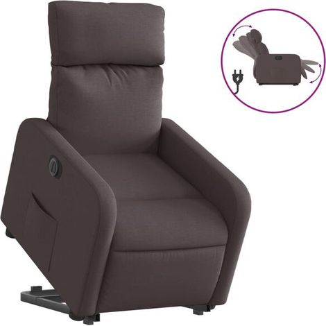 Fauteuil inclinable électrique en tissu marron foncé (1/5)