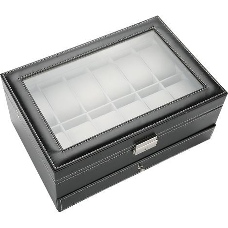 Boîte à montres et à bijoux à double couche et 12 positions (1/5)