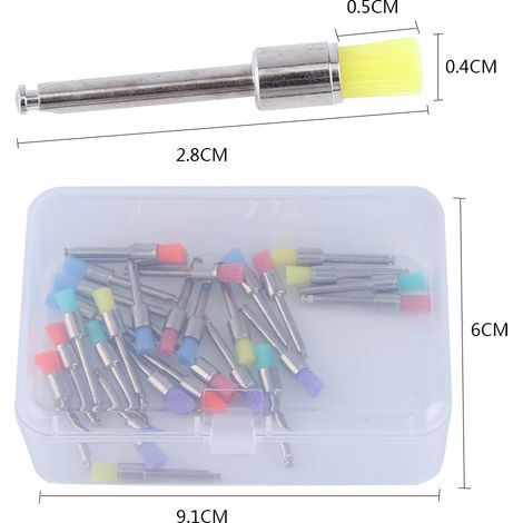 100 pièces Brosses Nylon Plat Polissage Dentaire Multicolores Brosse Polisseuse