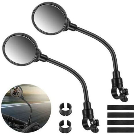 2 Rétroviseurs de Vélo Grand Angle Rotatifs à 360°, Rétroviseurs de Sécurité Convexes en Acrylique pour Guidon de 22 à 32 mm, Accessoires pour Tous Vélos, Motos (1/5)