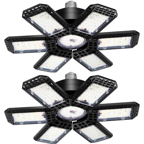 LED Garage Light 2 Pack , 45W 4500LM LED Shop Lights, LED Garage Ceiling Lights with 6+1 Adjustable Panels for Basement, Barn, Warehouse, Attic, Garage Lighting Support E26/E27 Socket (1/5)