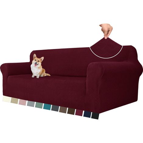 AMXCNOY Housse de canapé 4 places extensible - universelle stretch élastique, Rouge