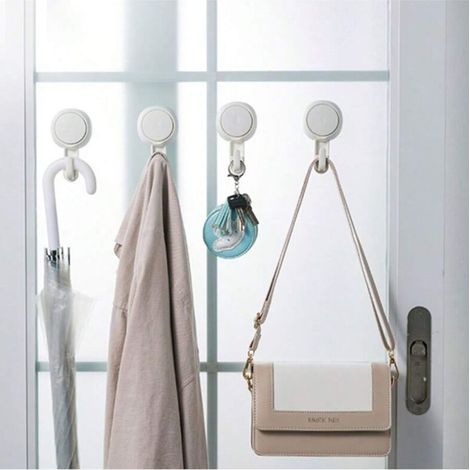 Crochets à ventouse en plastique, crochets à ventouse muraux solides, crochets à manteau sans perçage, crochets à peignoir imperméables et durables, porte-serviettes à ventouse de salle de bain, blanc (1/4)