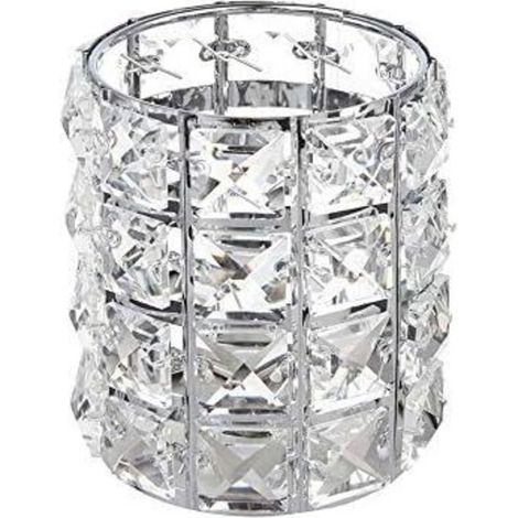 Cristal Maquillage Brosse Organisateur Titulaire De Stockage De Seau Crayon à Sourcils Stylo Tasse Outils Conteneur (Argent)-Fei Yu