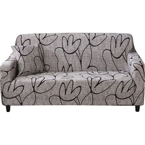Sofabezug aus Polyester, dehnbarer Sofaüberzug, Sofaschutz, 2-Sitzer, Grau, Kissenbezug nicht enthalten