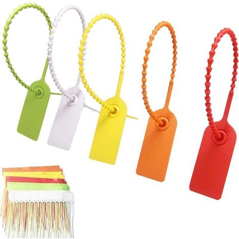 100 Pièces Serre-Cables Plastique Multicolores, étiquettes Sécurité pour Habillement et Logistique, Boutons Anti-Contrefaon - (1/4)