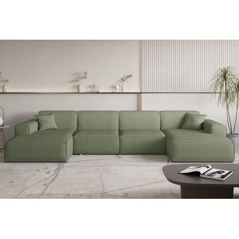 Wohnlandschaft Sofa U-Form CELES PREMIUM in Stoff Scala Forest (1/3)