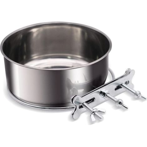 Hanging pet food bowl – Robust and durable – Stainless steel – With three-point mounting – Hanging water bowl – Food bowl – Suitable for dogs and cats (1/5)