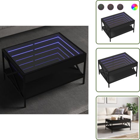 Couchtisch mit Infinity-LED Schwarz 70x50x38 cm - Couchtisch - Couchtische - Beistelltisch - Sofatisch (1/5)