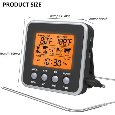 Termometro di precisione per cottura con sonda per carne, barbecue, latte, vino, liquidi - 7 temperature preimpostate - ALTRO (1/4)
