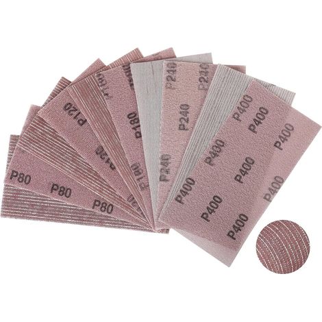 Treillis Feuilles Abrasive 115x230mm, 25 Pièces Papier a Poncer 80/120/180/240/400 Grains Abrasives Papier pour Ponceuse Vibrante Polir et Enlever La Rouille (1/5)