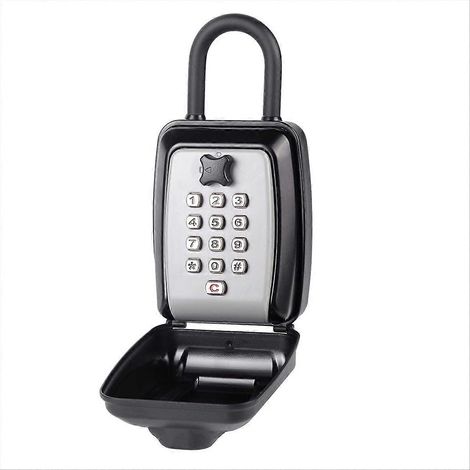 Coffre à clé spacieux avec serrure à code 12 chiffres, programmable et réinitialisable, boîte de sécurité résistante pour extérieur et intérieur, usage domestique et professionnel, design compact et r (1/5)