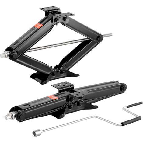Cric Losange Capacité 2268 kg Plage de Levage 103-595 mm, Cric Ciseaux 2PCs, Stabilisateur de Nivellement pour Camping-car Caravane, avec Manivelle, Douille et Niveaux à Bulle, pour Voyage (1/5)