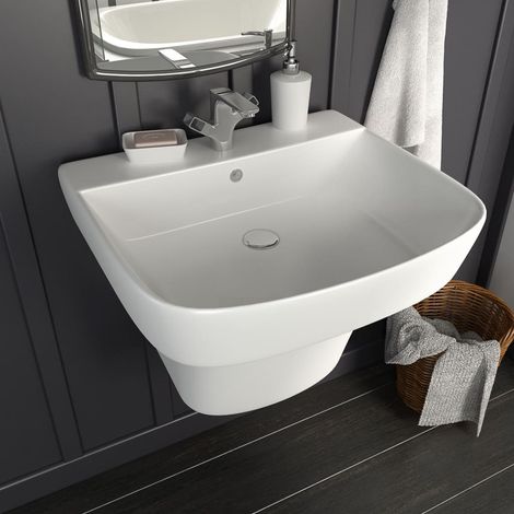 vidaXL Lavabo Blanc 50 x 45 x 41 cm Céramique Émaillée (1/5)