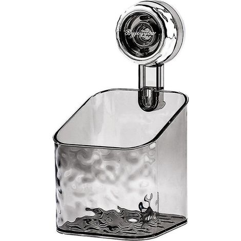 Boîte de rangement murale transparente non perforée, support de rangement rotatif à ventouse pour salle de bain (1/5)