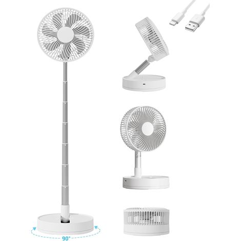 Ventilateur Silencieux USB, 78cm- 8''Oscillant Réglable en Hauteur Ventilateur Portable, 5400 mAh 4-Vitesses Mini Portable Rechargeable Batterie, pour la Maison, Le Bureau (1/5)