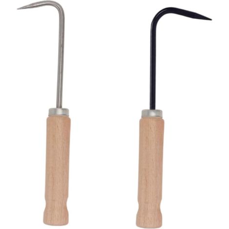Lot De 2 Extracteurs De Racines Outil De Désherbage Manuel pour Jardin Crochet De Désherbage pour Pelouse Outil De Désherbage Manuel pour Bonsaï Poignée en Acier Inoxydable