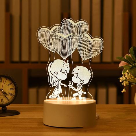 Veilleuse 3D - Veilleuse LED Acrylique - Pour Chambre À Coucher Bureau Enfant - USB - 20 x 10 cm - 1 Pièce (1/5)