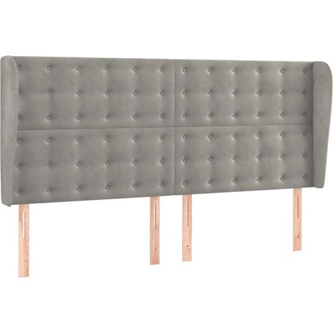 Maison Exclusive - Testiera ad Orecchio Grigio Chiaro 163x23x118/128 cm in Velluto