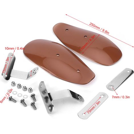 Universelle 10 mm klare Acryl-Windschutzscheibe für Motorradlenker, Retro-Lenkerschutz, passend für Honda, Yamaha, Triumph und Victory Modelle (braun). (1/5)