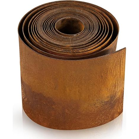 Bordure de pelouse acier 5 m - Bordure de parterre - Métal - 15,5 cm - Rouille - Bordure de tonte décoration jardin (1/5)