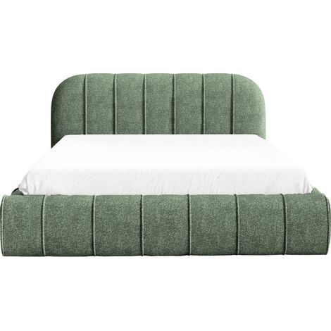 LONIE - Lit coffre tissu texturé 160x200cm Vert (1/5)