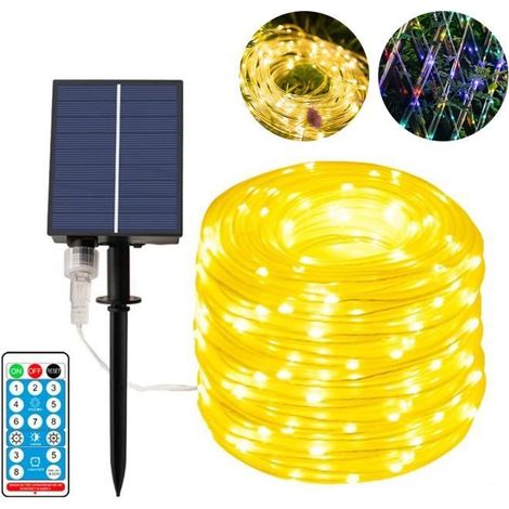 200 LED Guirlande lumineuse solaire, 22 m, étanche IP65, 8 modes, pour jardin et extérieur