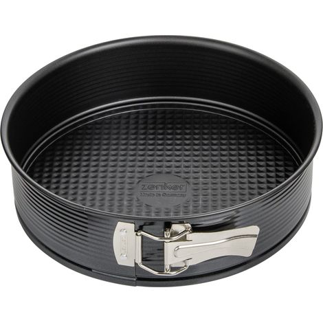 Zenker Stampo Tortiera Apribile a Cerniera 1 fondo Ø30x6,5cm in Acciaio Carbon Steel Rivestito in Antiaderente Teflon Classic Temp Max 230°C Linea Black Metallic