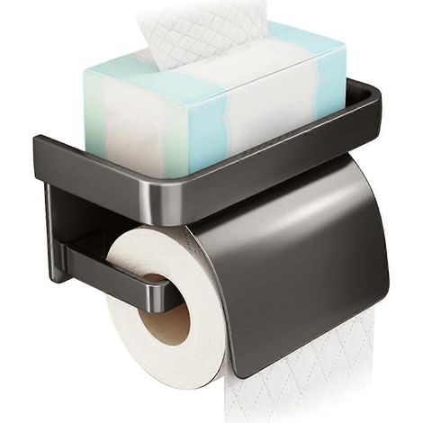 1 porte-papier toilette mural auto-adhésif, grand format avec étagère, convient à différents styles de salle de bain (1/5)