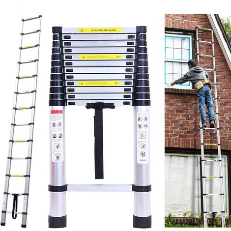 Aluminum Extension Straight Ladder 16.4FT/5M Non-Slip Extending Attic Loft Ladder Lightweight Folding Ladders Extendable Multi Purpose 13 Steps Ladder (1/5)