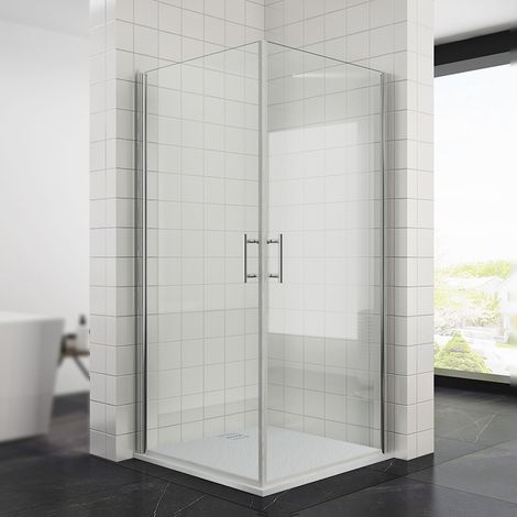 SONNI Duschkabine Eckeinstieg Pendeltür Dusche Schwenktür Duschabtrennung Duschwand Rahmenlos und Leicht zu Reinigen 80x80x195cm (1/5)